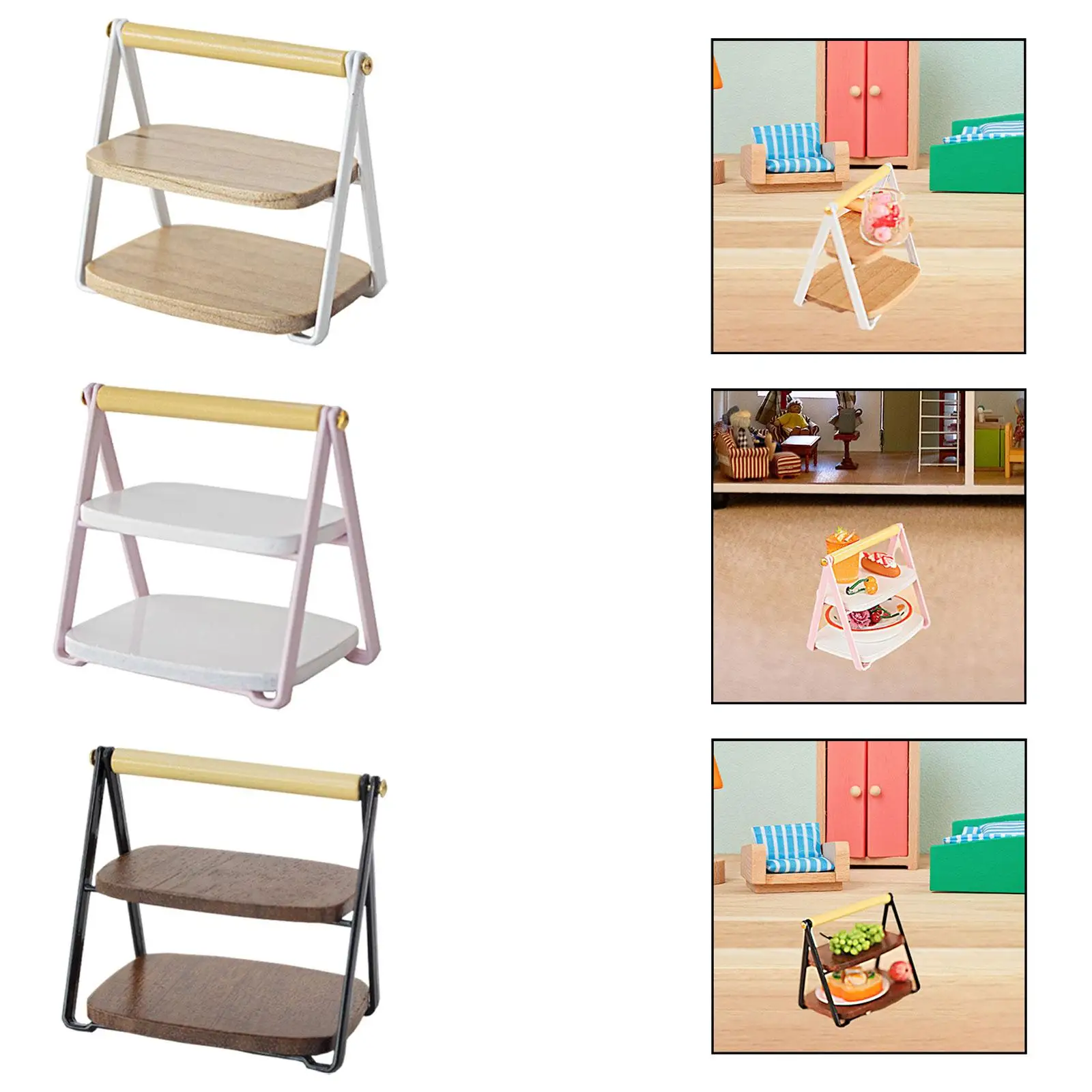 Fruit Shelf Storage Rack Play Game Model Dollhouse Accessories Food Display Shelf for 1/6 1/8 1/12 Doll House Shop Restaurant