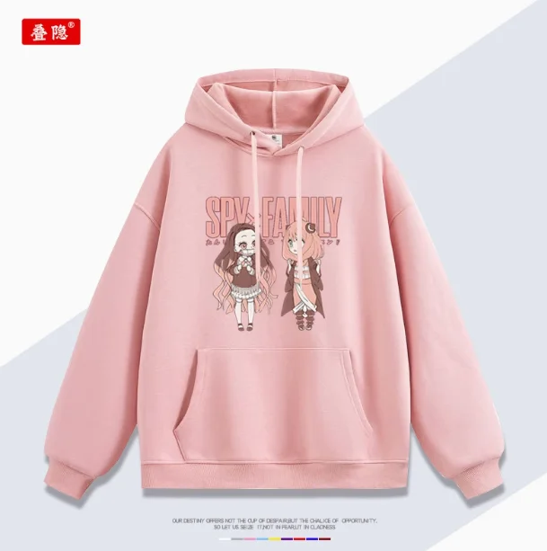 Anime Demon Slayer SPY×FAMILY Anya Forger Hooded Hoodie Cosplay Autumn Winter Men Women Coat Loose Jacket Tops