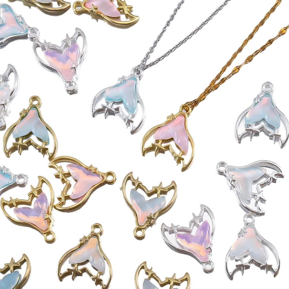 

10pcs Baroque Style Hollowed Out Starry Sky Fish Tail Shaped Pendants For DIY Earrings Pendant Necklace Accessories Materials