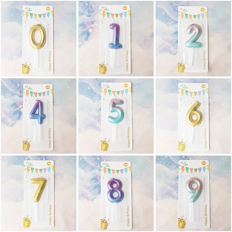 ไล่โทนสีจํานวนเทียนG Litterเทียนวันเกิดเค้กT Opperตกแต่ง0-9ตัวเลขดิจิตอลเทียนอุปกรณ์งานเลี้ยงวันเกิดvelas