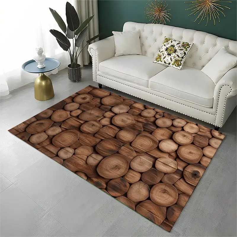 Natural Wood Grain Retro Tree Rings Large Area Rug Non-slip Carpet for Bedroom Living Room Sofa Doormat Home Decor Floor Mat