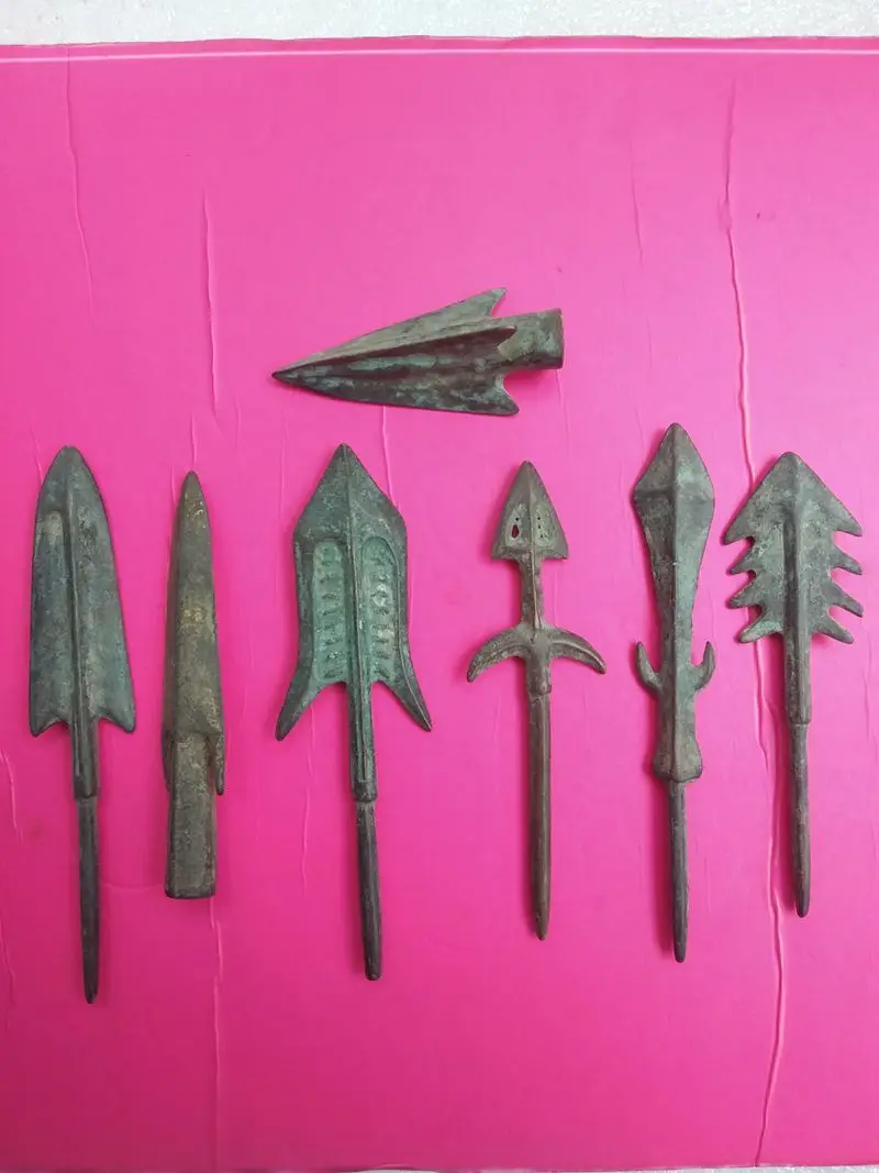 7 Piece Vintage Arrow Model Copper Ancient Arrowhead Bizarre Form