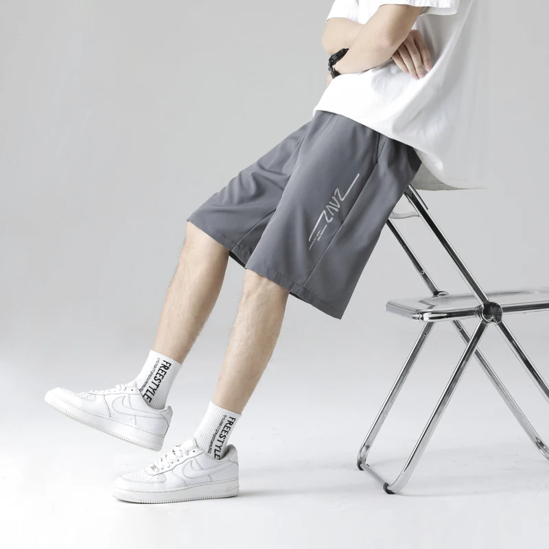 

Men's Summer Spor Qui Dry Five-Quarter Casual Beach Pants Loose Straight Cut Breathable Elastic Comfortable orts