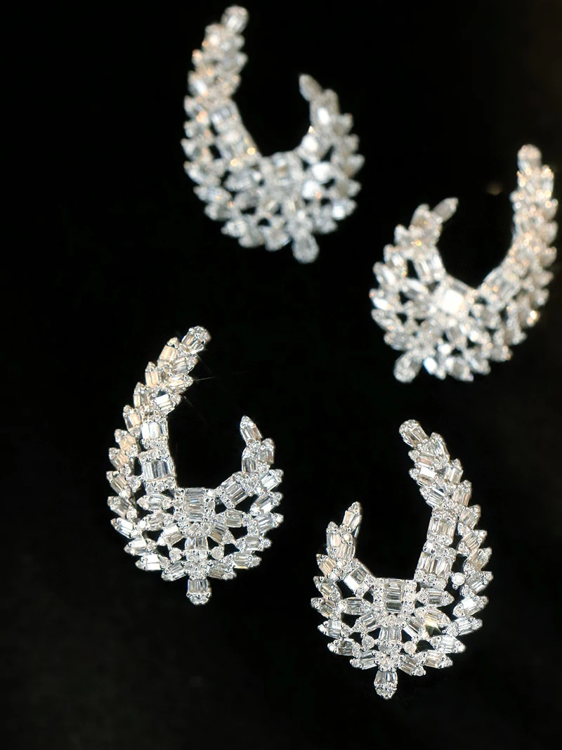 LUOWEND 100% 18K أقراط من الذهب الأبيض تصميم فاخر 1.0 قيراط أقراط الماس الطبيعي الحقيقي للنساء مجوهرات الحفلات العالية #4