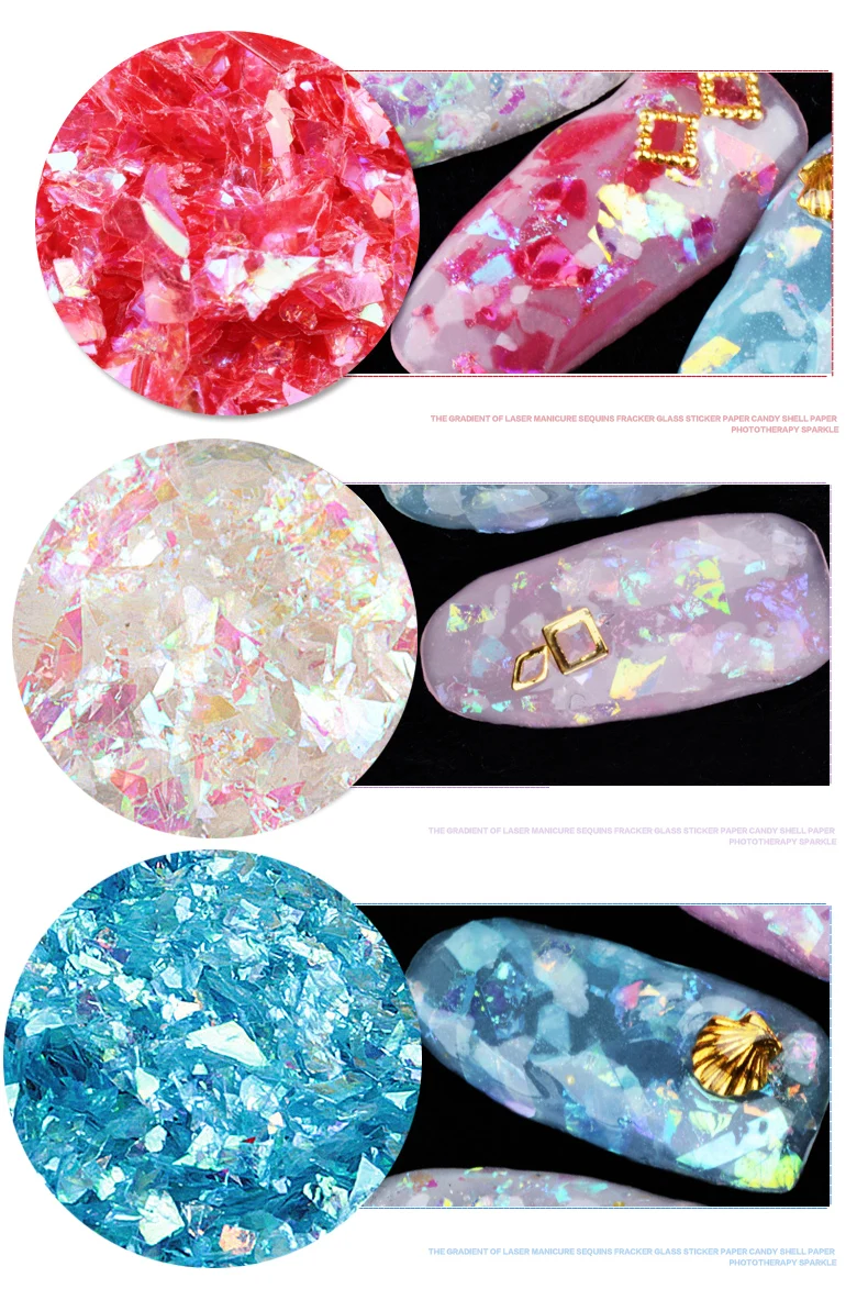 10g Irregular Shell Paper Powder Nail Polish Sequins for Manicure Glitter Nail Art Peeling Pigment Supplies Color Nail Stickers