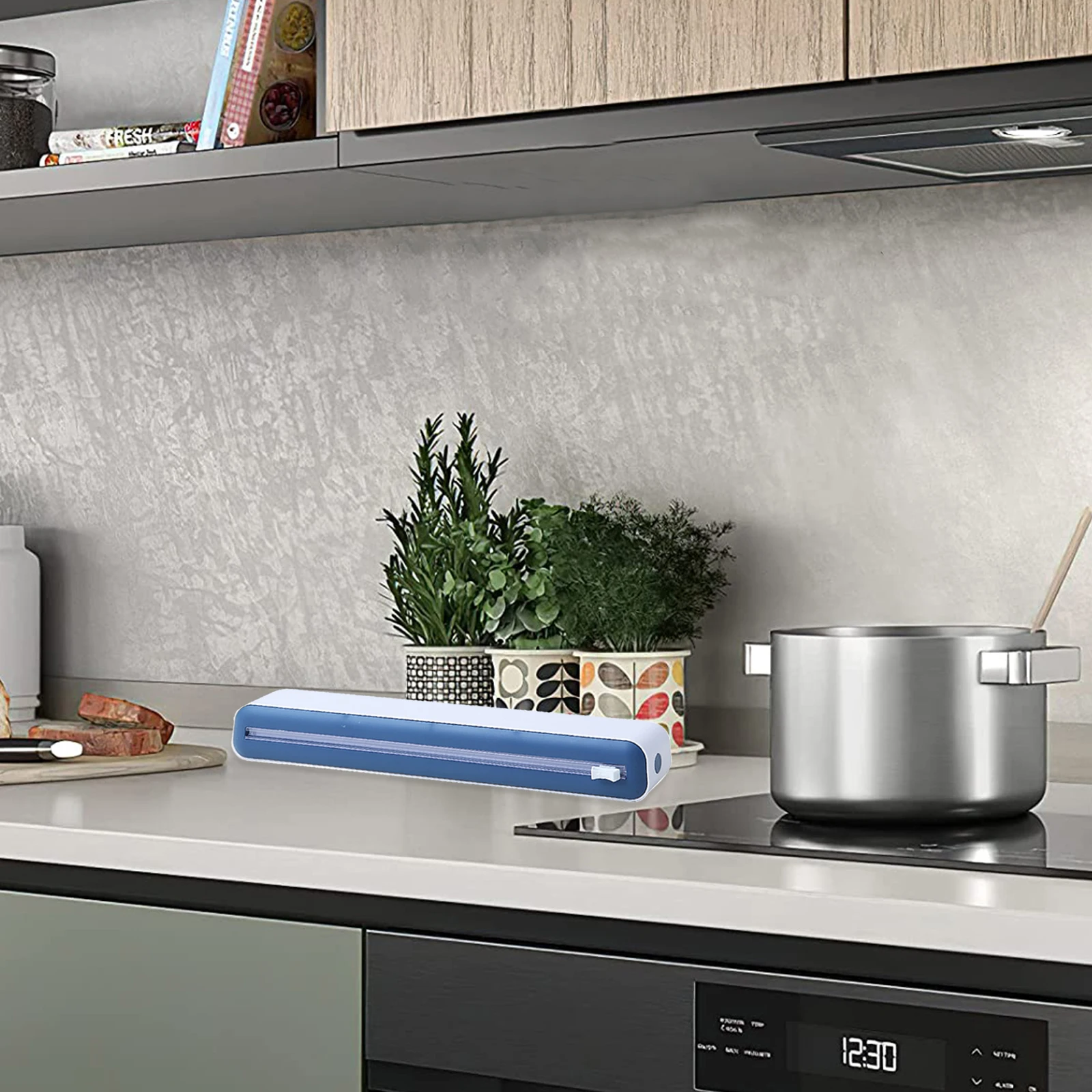 Dispensador de Envoltura de Alimentos Impermeable con Cortador Deslizante, Dispensador de Film Transparente para Envasado de Alimentos en Restaurantes