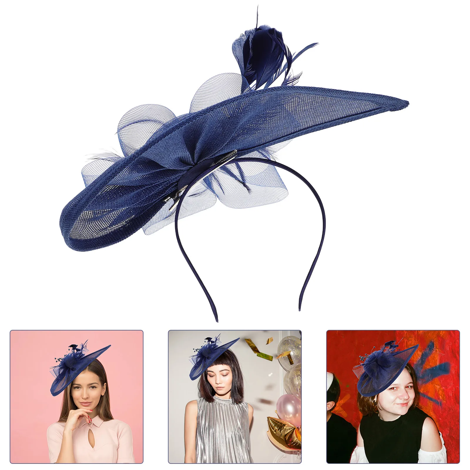 

Mini Top Hat Fascinator for Women Mesh Headband Adjustable Elegant Accessory for Wedding Tea Party Cocktail Garden Banquet