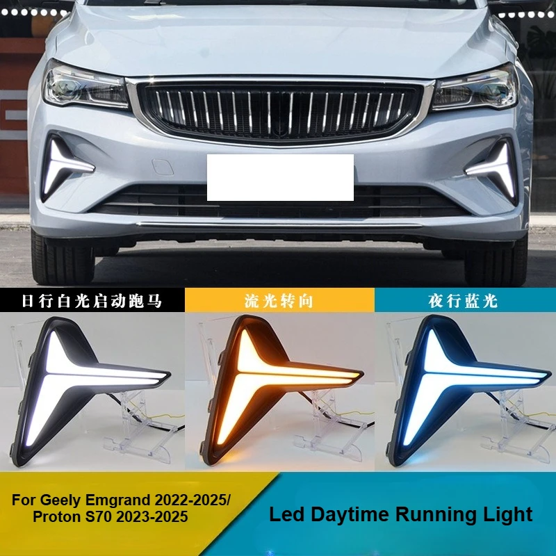 For Geely Emgrand 2022-2025/Proton S70 2023-2025 Led Daytime Running Light Dymanic Turn Signal DRL Front Fog Lamp Accessories