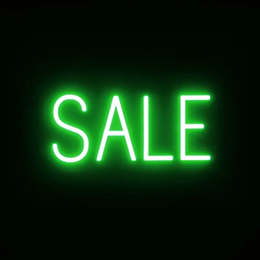 

SALE Sign with Neon Look LED Light Source in Black for Retail Display 16.3 x 6.3