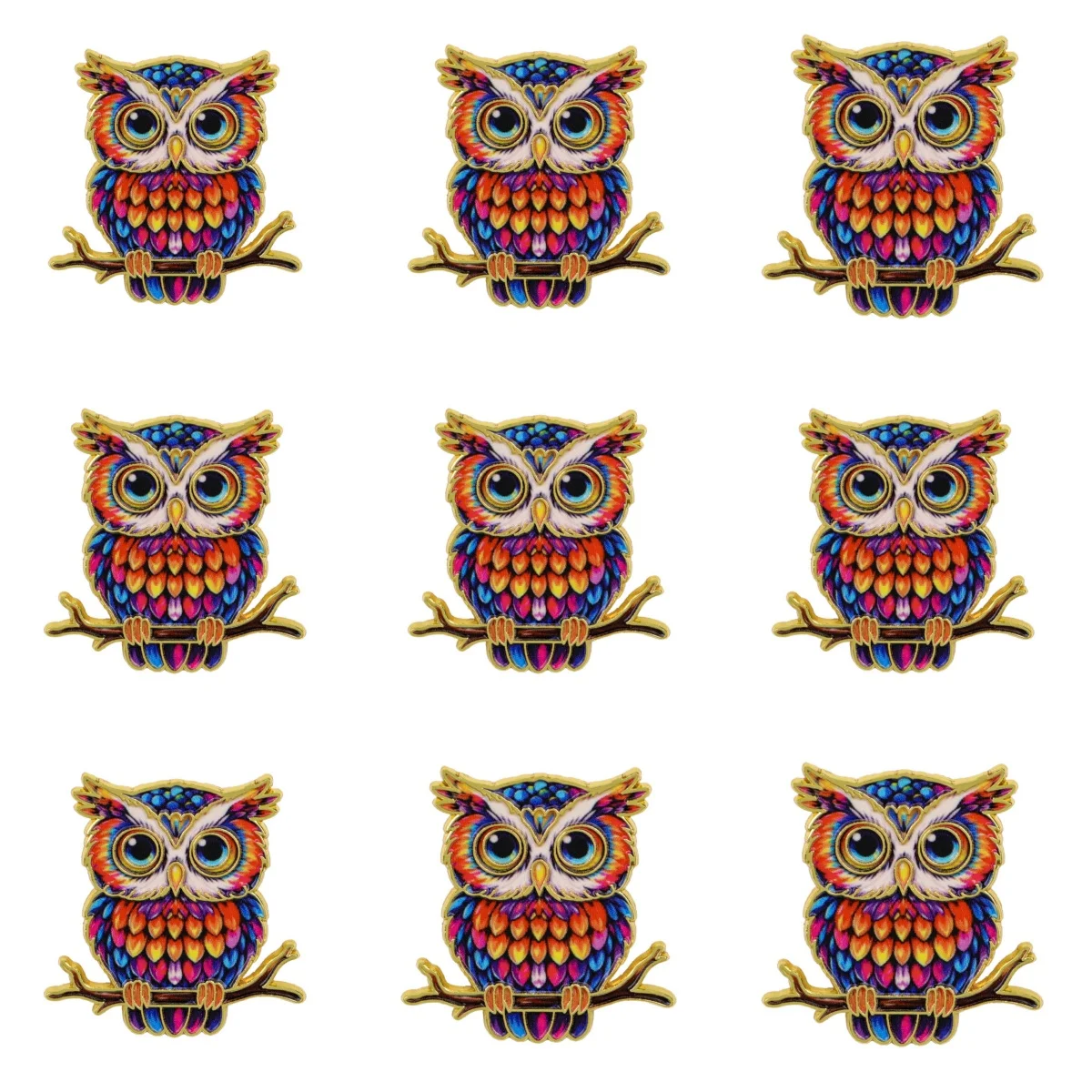 9-teiliges Set bunte Regenbogen-Eulen-Emaille-Pins, niedliche Vogelbrosche für Mantel, Cartoon-Broschen, Kragen- und Reversnadeln, Metallabzeichen, Schmuckgeschenk