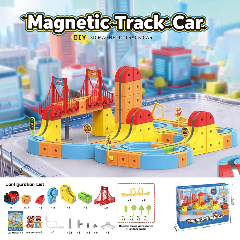 

Children'S Educational Electric Magnetic Levitation Train Track Cube 3d Boy Diy Magnetic Assembly Toys Train Car Xmas Gifts