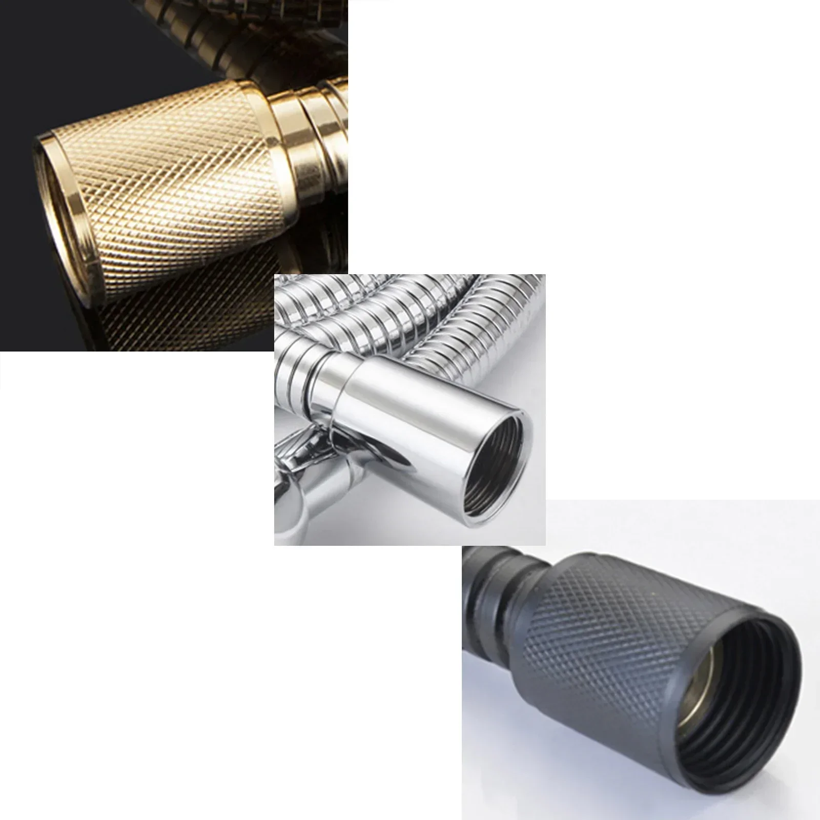 

5pcs Shower Hose Nozzle Connecting Outlet Inlet Water Pipe Joints Extension Nuts Black Golden Silver Bathroom Plumb Accessories