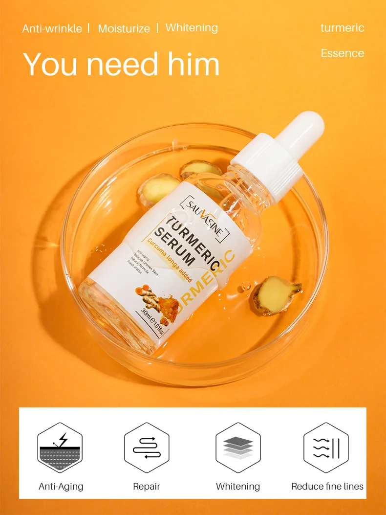 Turmeric Essence Facial Essence gently moisturizes the skin, acne scars, fades fine lines, and anti-aging essence