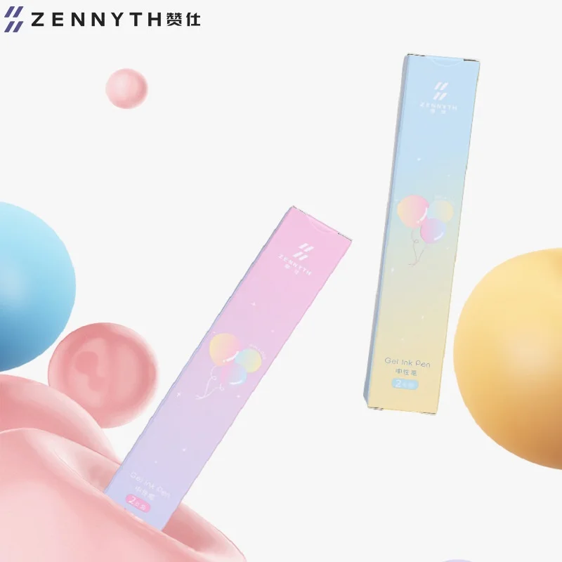 Kawaii 2pcs/Set Press Neutral Pen Decompression Stationery 0.5MM Quick Drying Black Core Comfortable Grip Signature Pen Student