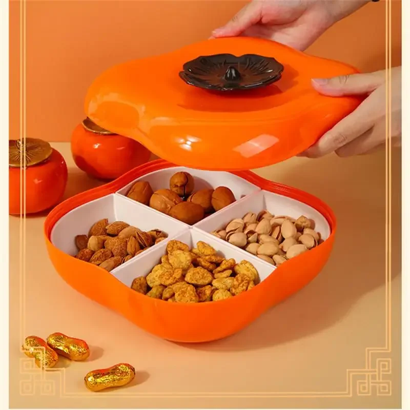 

New Year Candy Box Does Not Hurt Hands Dried Fruit Storage Decorate Beautiful Home Four Grid Design Food Grade Melamine Sleek