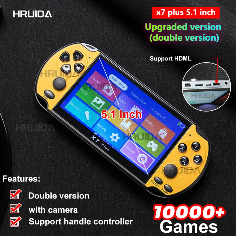 X7 4. 3 Pouces Console De Jeu Vidéo Joueurs De Jeux Portables Double Rocker 8 Go De Memoire Integre 1000 Jeux Mp5 Controleur De Jeu Sortie Tv
