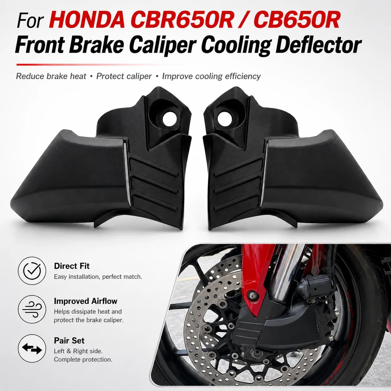 Motorcycle Front Brake Caliper Air Duct Cooling Radiator Cover Compatible With Honda CBR650R CB650R