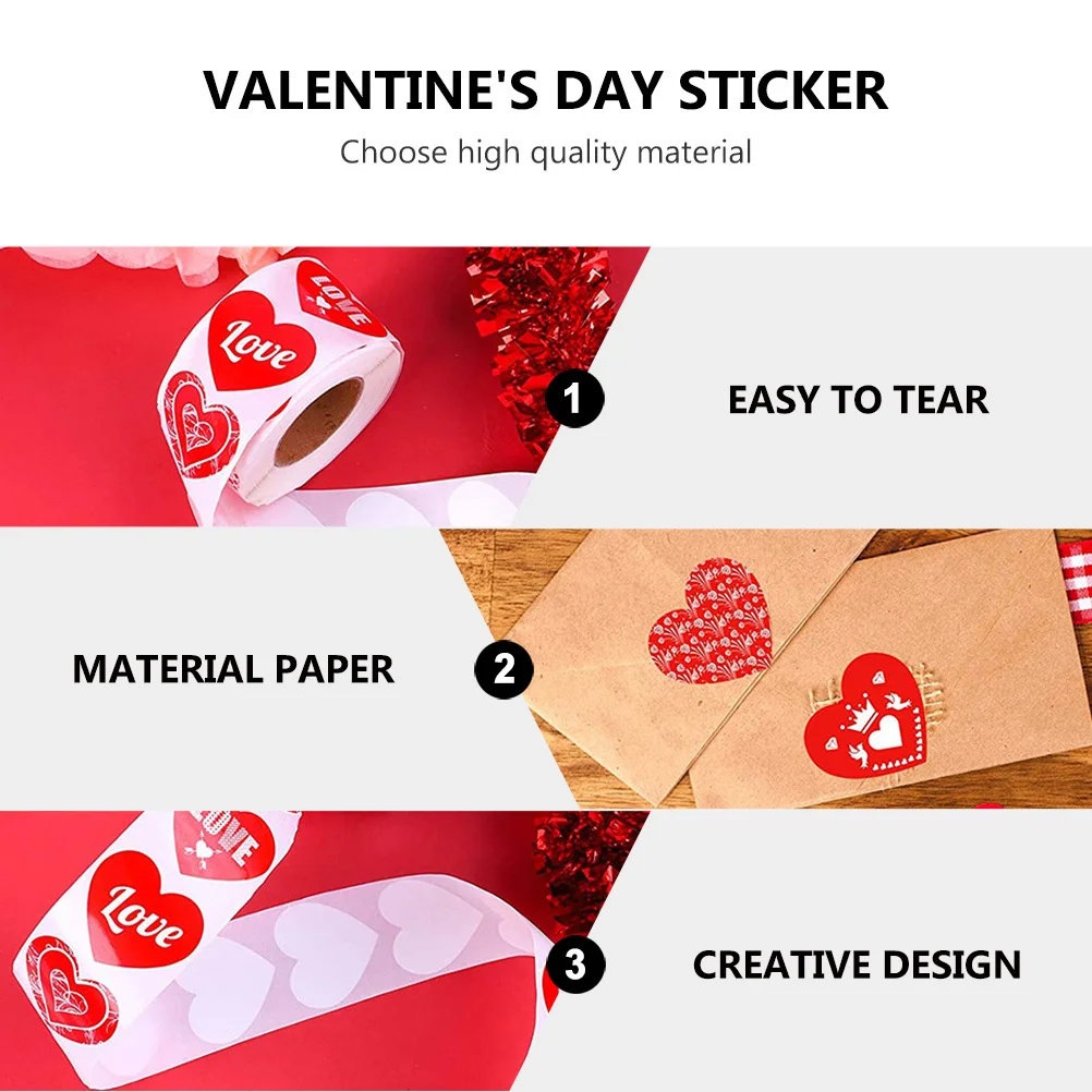

1 Roll Valentine's Day Love Heart Seal Sticker Adhesive Gift Packing Label Valentine's Day Sticker Label Seal Stickers