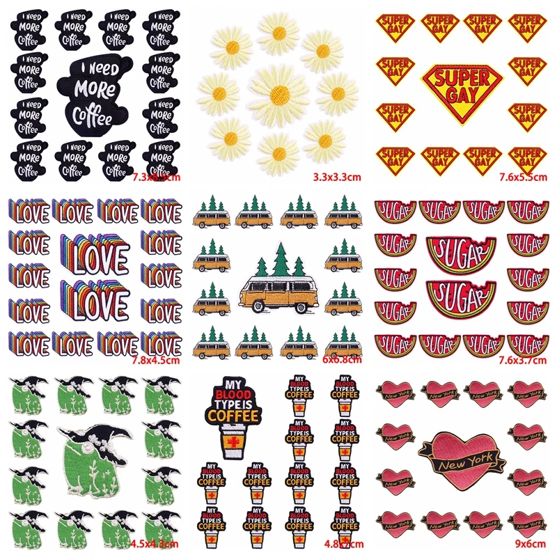 

10 pcs/lot Wholesale Cartoon Patch Iron On Patches For Clothing Stickers DIY Iron On Patches On Clothes Embroidery Patch Badges