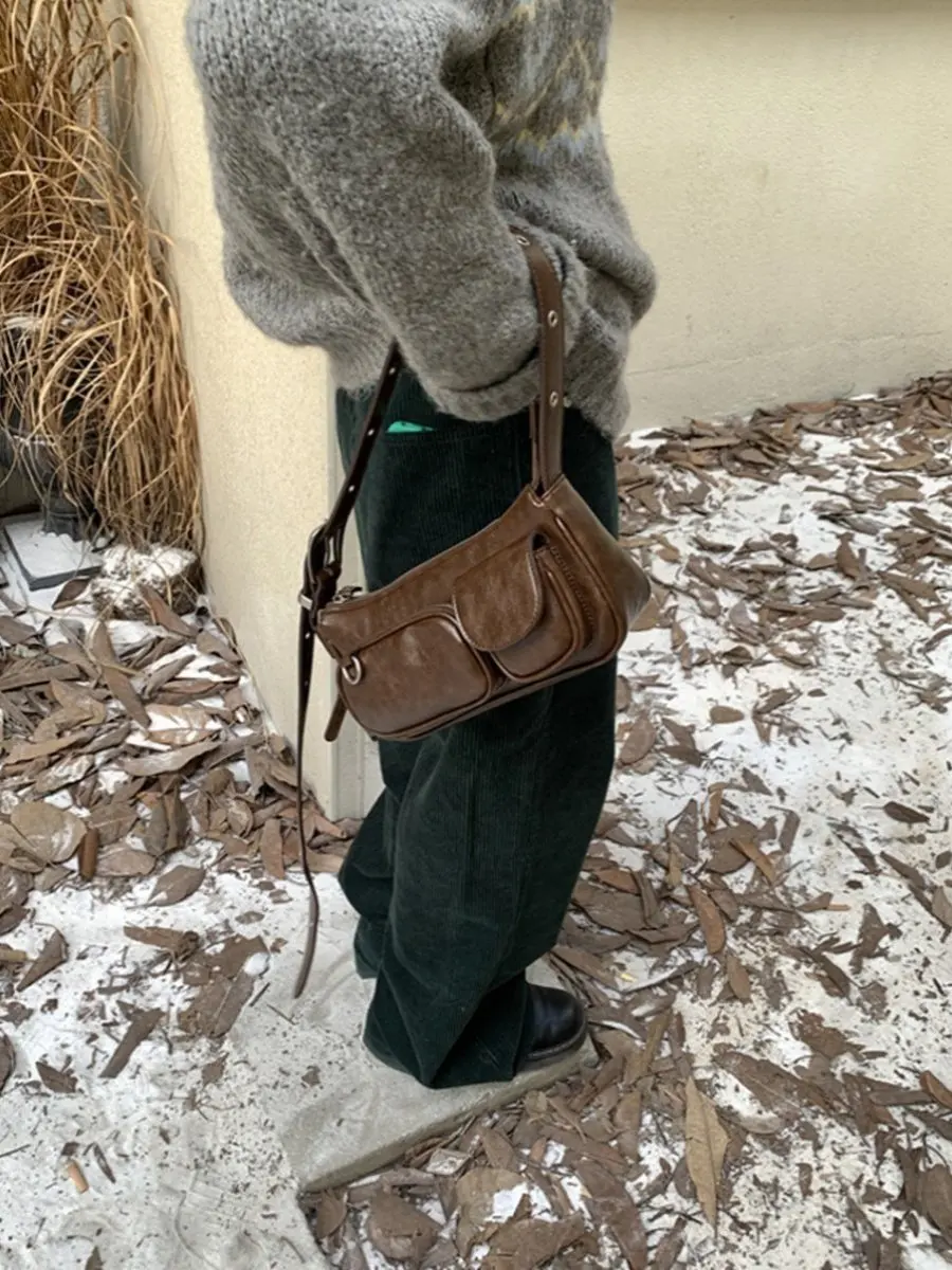 Autumn Winter New Retro Niche Single Shoulder Crossbody Bag Korean Ins Style Versatile Commuting Underarm Bags
