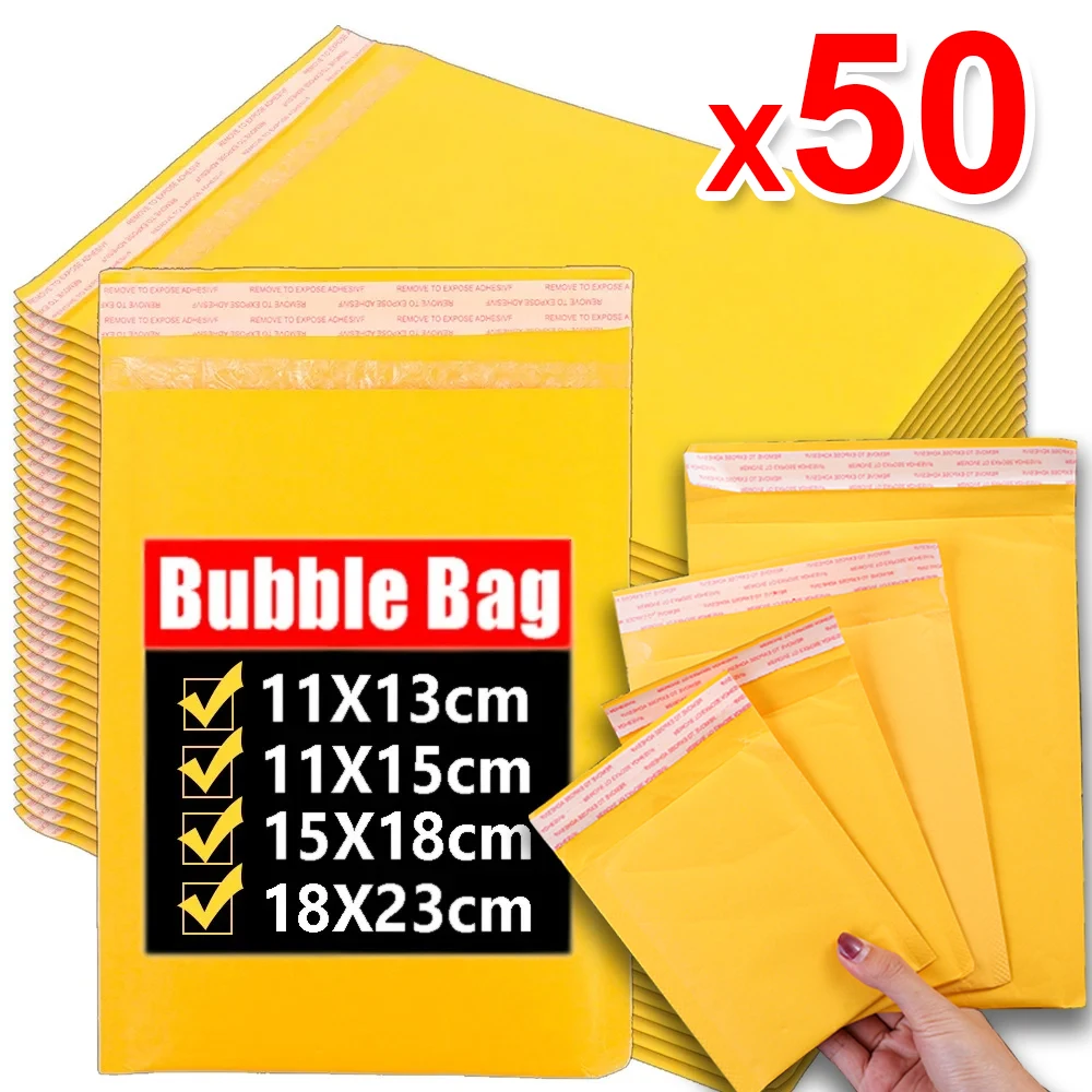50-10PCS Kraft Bubble Mailers Envelopes Bags Different Specifications Waterproof Mailing Envelopes for Business Gift Packaging