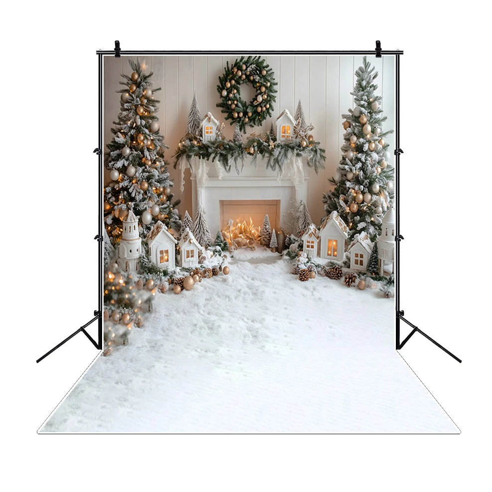 Merry Christmas Backdrops Xmas Tree Decor Gift New Year Party Wooden Board Child Photo Photography Background For Photo Studio