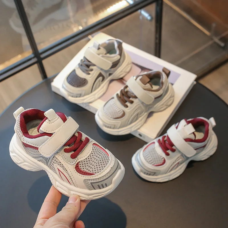 Spring Autumn Boys Girls Lace-free Mesh Dad Shoes Kids Breathable Soft-sole Anti-slip Running Shoes Children Casual Campus Shoes