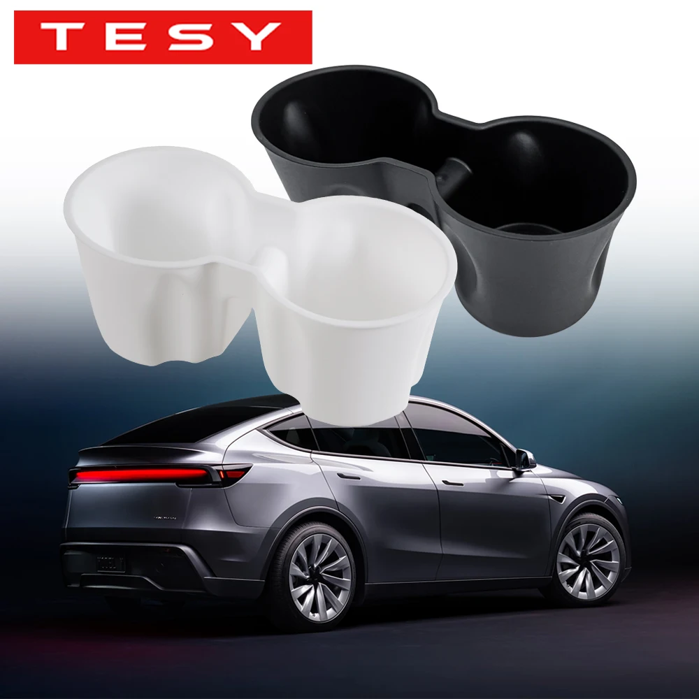 TESY Silicone Watercup Holder for Tesla New Model YL Y Launch Juniper Model 3 Highland Black and White Colour