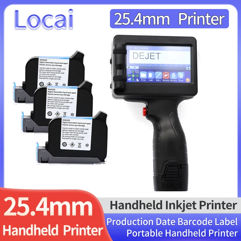 

25.4mm Handheld Inkjet Printer for QR Barcode Batch Date Number Logo Expiry Date Coding Machine Non-encrypted 28 Languages