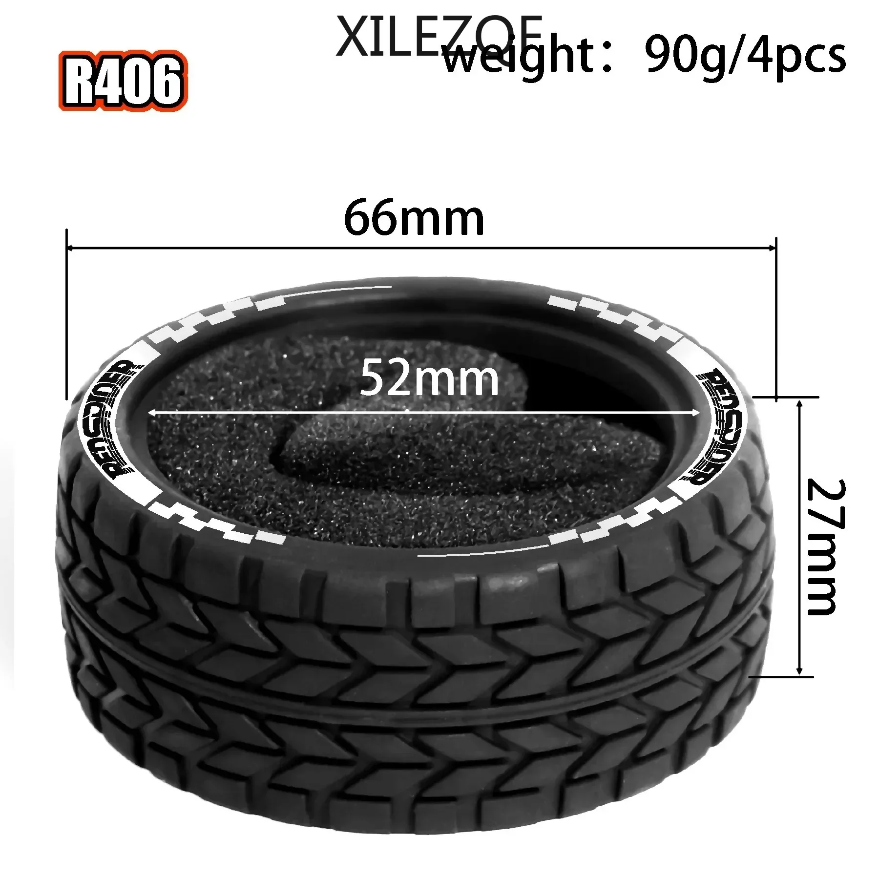 4PCS 1/10 RC Drift Tires - High-Grip Rubber Compound for Smooth Control, Universal for HSP 94122, Tamiya XV01/TT02, HPI, Kyosho,