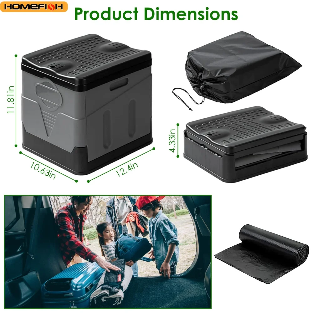 Portable toilet Portable car toilet bucket carrying capacity reusable trash can foldable odor-proof storage box Emergency toilet image 6