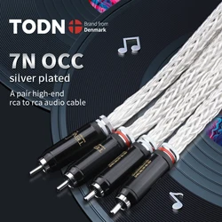 TODN Hi-End 8AG Silver Plated OCC 16 Strands Audio Cable With WBT RCA Plug Cable HIFI 2RCA TO 2RCA Cable