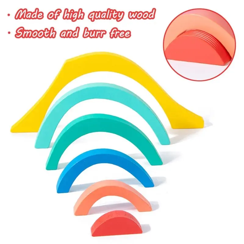 Bambini arcobaleno blocchi di legno gioco da tavolo giocattoli di legno Montessori Parish Color cognitivo 3D costruttore gioco sensoriale giocattolo per bambini