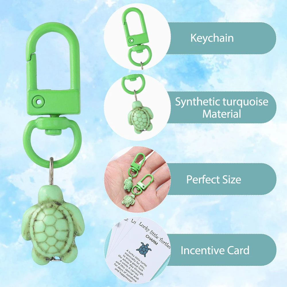 1 Box 20 Sets Turtle Keychain Set Sea Turtle Keyring Resin Summer Ocean Sea Animals Lucky Themed Turtles Key Chain Set - view 5