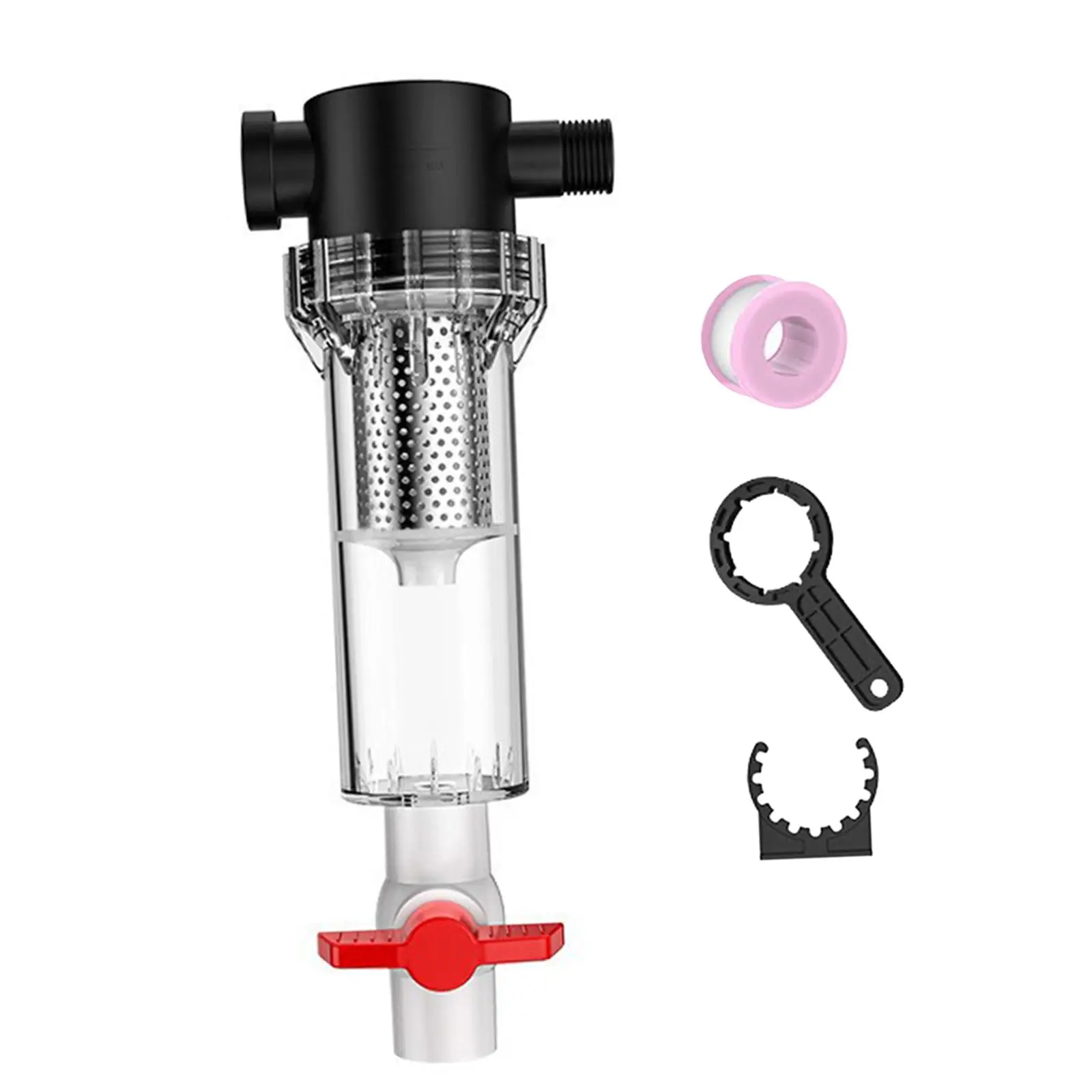 Aquarium Filter Internal Inline Prefilter G1 2 Thread Transparent Housing for Large Fish Tank Turtle