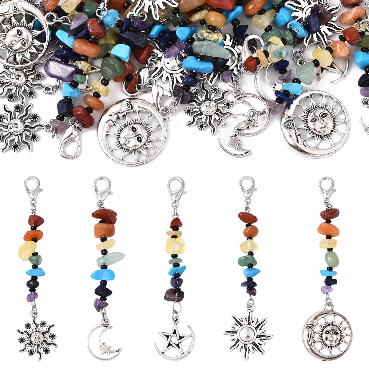 

20Pcs 5 Styles Natural & Synthetic Gemstone Alloy Pendants - Decorative Charms for DIY Jewelry Necklace Bracelet Keychain Craft