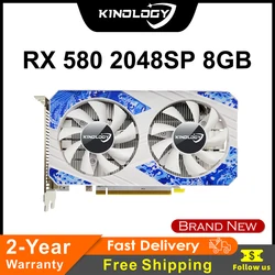 Kinology-tarjeta gráfica de vídeo RX 580, 8GB, 2048SP, para juegos RTX 16GB opcional, GPU Radeon RX580 8G