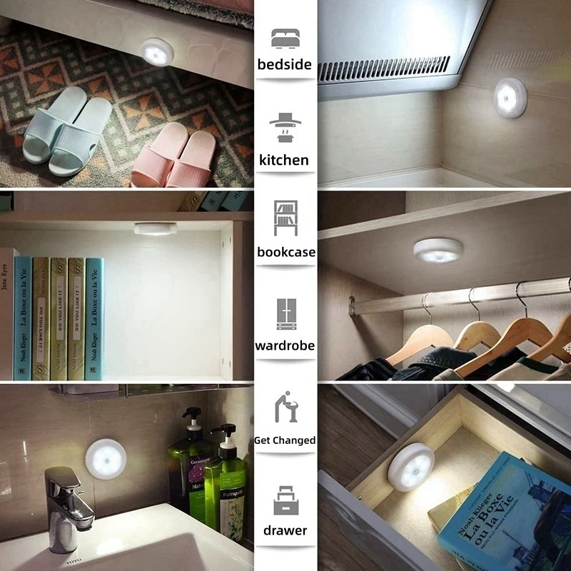 Led Nachtlampje Pir Motion Sensing Slaapkamer Round Light Festival Kan Automatisch Aan De Muur Gemonteerd Body Sensing Light Kast Licht Licht