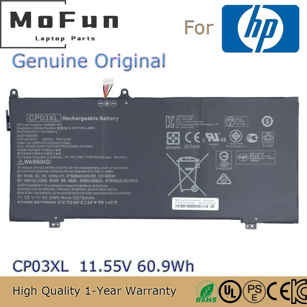 

Brand New Original CP03XL 11.55V 60.9Wh Notebook Battery for HP SpectreX360 13 X360 13-ae000 13-ae011dx 13-ae012dx CP03060XL