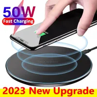 50W Wireless Charger Phone Fast Charging Dock Pad Station For iPhone 12 13 14 15 Pro Max Xiaomi Samsung Phone Chargers Wireless