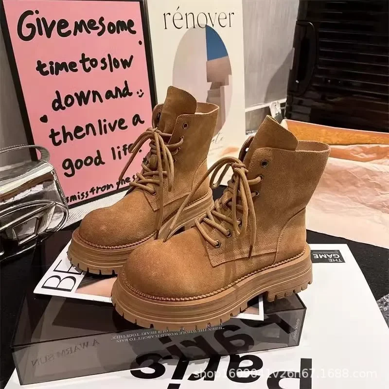 

Spring Autumn New Exquisite Women's Shoes Thick Bottom Non slip Casual Big Head Short Boots Fashion Trend Versatile Modern Boots