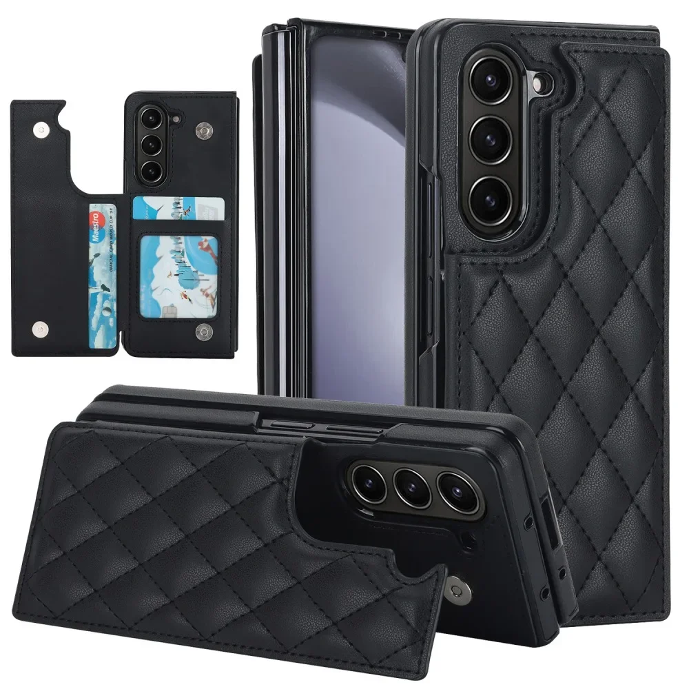 

Solid Color Leather Folding Phone Cover for Samsung Galaxy Z Fold6 & Z Fold5 with Magnetic Flip Wallet Card Case