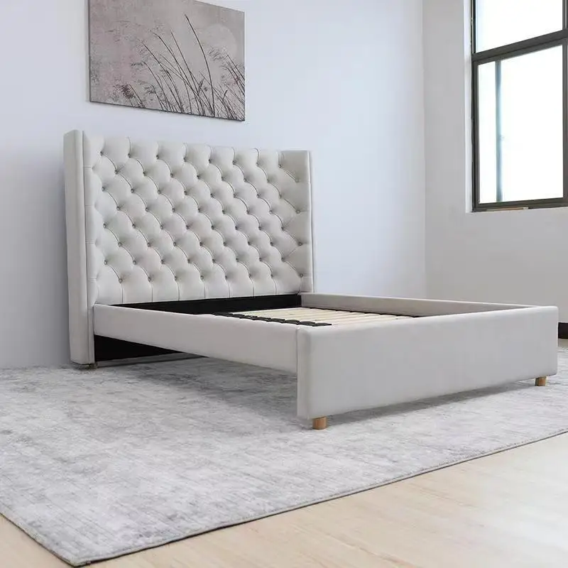 

!@Durable Quality 1.8M/2M Size Luxury Double Bed Oak Wooden Modern Bedroom Furniture Sets Queen Size