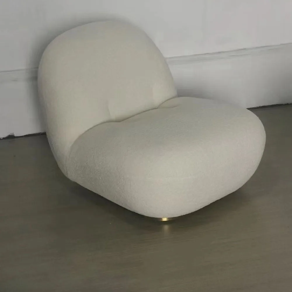 Newly Lazy Sofa Living Room Lamb Velvet White Cute Chair Rotating Single Person Bedroom Small Sofa