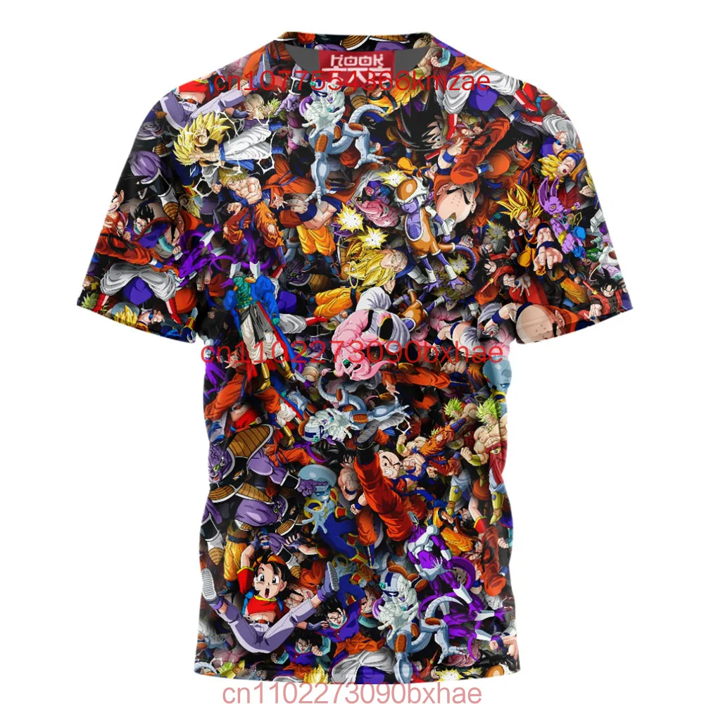 2025 جديد الرجال قصيرة الأكمام تي شيرت ثلاثية الأبعاد مطبوعة لعبة دراغون بول تأثيري الملابس الشارع موضة الأطفال تي شيرت كامل