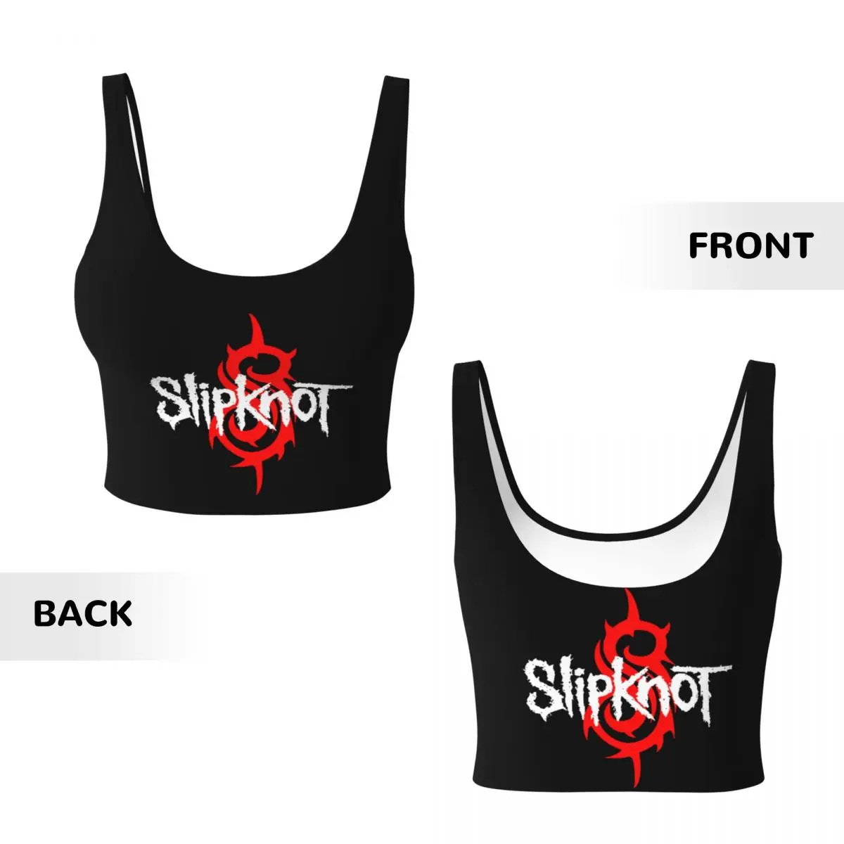 Custom Slipknots Workout Crop Tank Tops for Women Seamless Heavy Metal Rock Music Gift Running Yoga Sports Bras