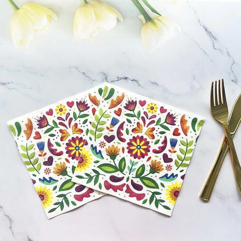 10/20pcs 33cm 2Layer Colorful Floral Printed Napkins Party Creative Decorative Paper Picnic Mat DIY Decoupage Paper