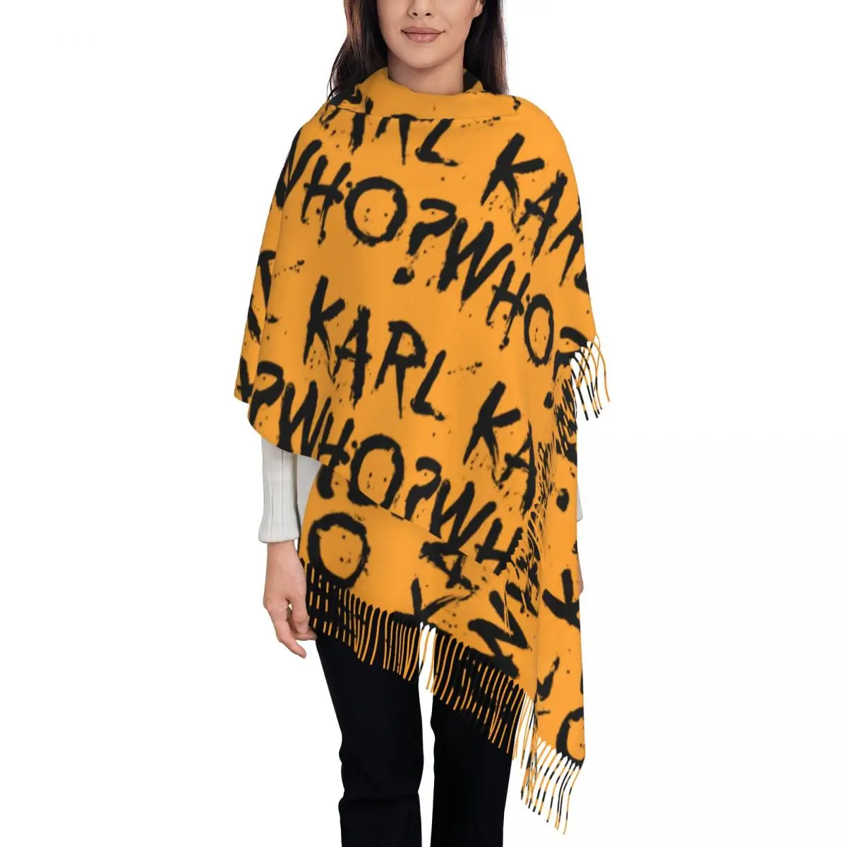 

Karl Who Scarf Fashion Keep Warm Shawl Wrap with Tassel Men Women Luxury 2024 Scarves Wraps Autumn Custom Bufanda Mujer