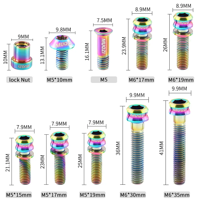 MUQZI vis en titane vélo M5x15 17 19MM M6x17 19 30 35MM casque de vélo capuchon supérieur boulon tige vis étrier de frein vis