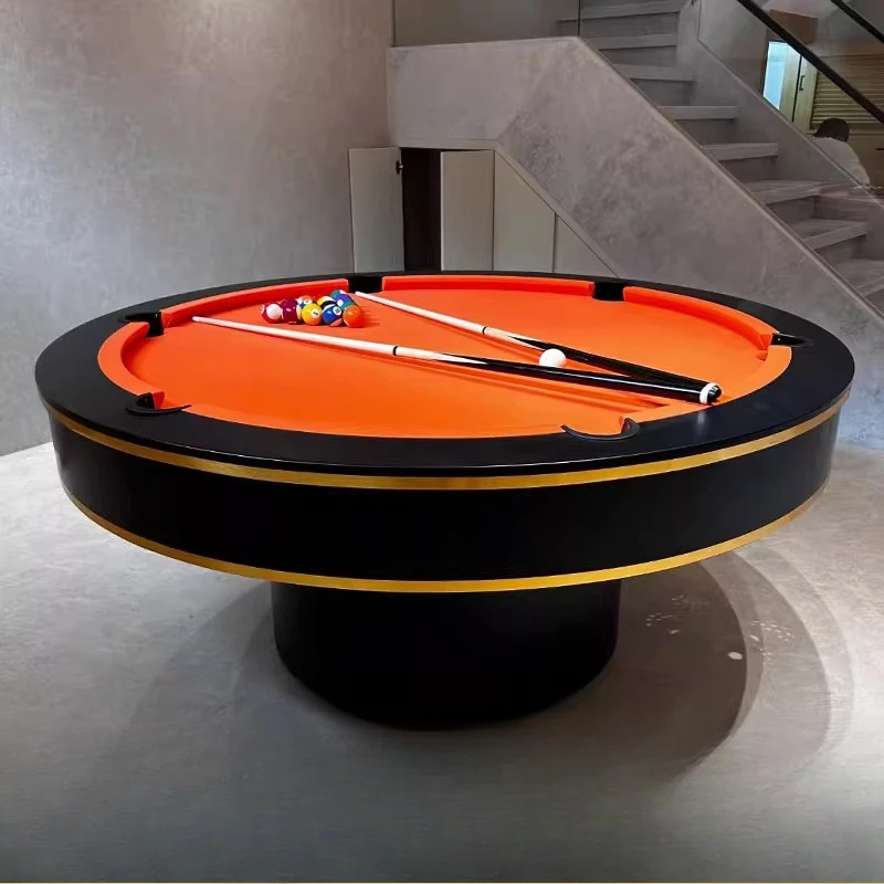 American black eight standard table adult free installation multi-function desk round rotating dining table club indoor